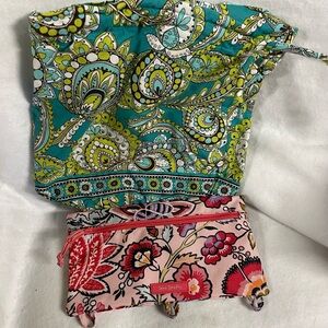 Vera Bradley Teal Paisley and Pink Floral Pouches